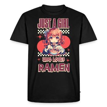 Juste une fille qui aime les ramen - T-shirt Premium bio Homme - noir - Devant - Nico (187cm)