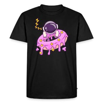 Mignon bébé astronaute dormant sur un dessin animé de beignet - T-shirt Premium bio Homme - noir - Devant - Nico (187cm)