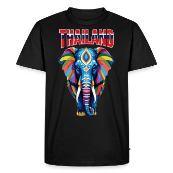 Éléphant abstrait coloré de Thaïlande - T-shirt Premium bio Homme - noir - Devant - Nico (187cm)