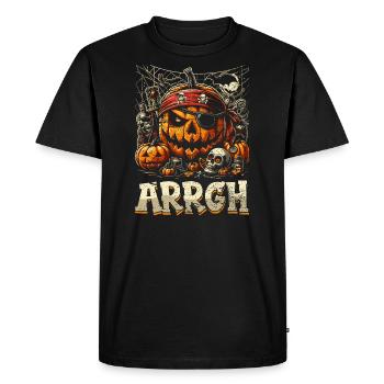Halloween Pirate Saying Outfit Costume Arrgh - Men's Premium Organic T-Shirt - black - Front - Nico (187cm)