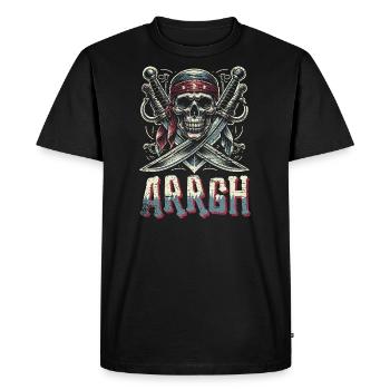 Halloween Pirate Saying Outfit Costume Arrgh - Men's Premium Organic T-Shirt - black - Front - Nico (187cm)