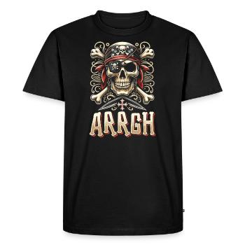 Halloween Pirate Saying Outfit Costume Arrgh - Men's Premium Organic T-Shirt - black - Front - Nico (187cm)