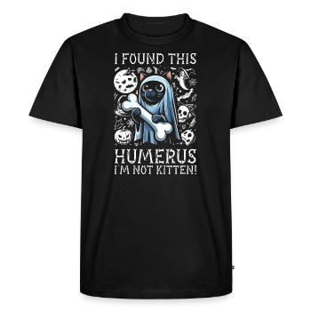 Halloween chat fantôme humour disant drôle - T-shirt Premium bio Homme - noir - Devant - Nico (187cm)