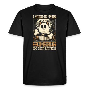 Halloween chat fantôme humour disant drôle - T-shirt Premium bio Homme - noir - Devant - Nico (187cm)