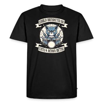 Chat Heavy Metal Musique Dire Humour Drôle - T-shirt Premium bio Homme - noir - Devant - Nico (187cm)