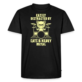 Chat Heavy Metal Musique Dire Humour Drôle - T-shirt Premium bio Homme - noir - Devant - Nico (187cm)