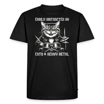 Chat Heavy Metal Musique Dire Humour Drôle - T-shirt Premium bio Homme - noir - Devant - Nico (187cm)