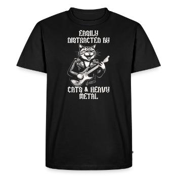 Chat Heavy Metal Musique Dire Humour Drôle - T-shirt Premium bio Homme - noir - Devant - Nico (187cm)