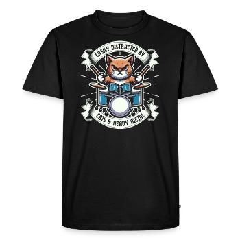 Chat Heavy Metal Musique Dire Humour Drôle - T-shirt Premium bio Homme - noir - Devant - Nico (187cm)
