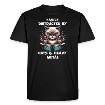 Chat Heavy Metal Musique Dire Humour Drôle - T-shirt Premium bio Homme - noir - Devant - Nico (187cm)