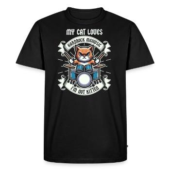 Chat Rock Musique Humour Drôle Idée Cadeau - T-shirt Premium bio Homme - noir - Devant - Nico (187cm)