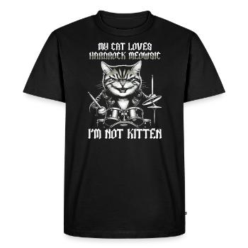 Chat Rock Musique Humour Drôle Idée Cadeau - T-shirt Premium bio Homme - noir - Devant - Nico (187cm)