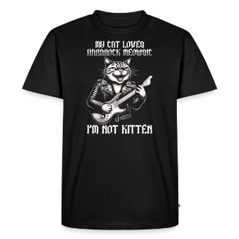 Cat Rock Music Humor Funny Gift Idea - Men's Premium Organic T-Shirt - black - Front - Nico (187cm)