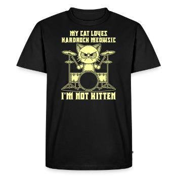 Chat Rock Musique Humour Drôle Idée Cadeau - T-shirt Premium bio Homme - noir - Devant - Nico (187cm)