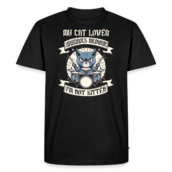 Chat Rock Musique Humour Drôle Idée Cadeau - T-shirt Premium bio Homme - noir - Devant - Nico (187cm)