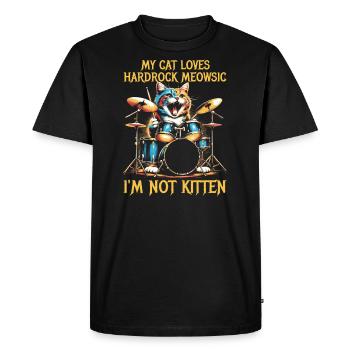 Cat Rock Music Humor Funny Gift Idea - Men's Premium Organic T-Shirt - black - Front - Nico (187cm)