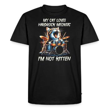 Chat Rock Musique Humour Drôle Idée Cadeau - T-shirt Premium bio Homme - noir - Devant - Nico (187cm)
