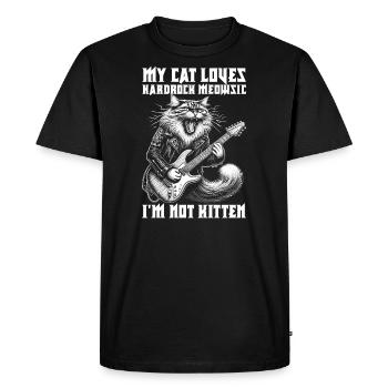 Cat Rock Music Humor Funny Gift Idea - Men's Premium Organic T-Shirt - black - Front - Nico (187cm)