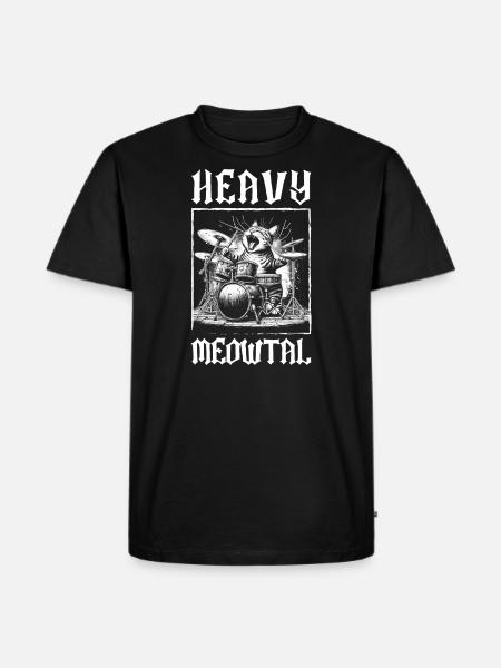 Heavy Metal Katt Musik Humor Rolig Gåva Idé - Ekologisk premium-T-shirt herr - svart