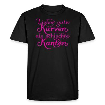 better good curves than bad edges, pink - Men's Premium Organic T-Shirt - black - Front - Nico (187cm)