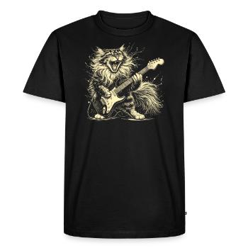 Rock Music Cat Funny Humor Gift Idea - Men's Premium Organic T-Shirt - black - Front - Nico (187cm)