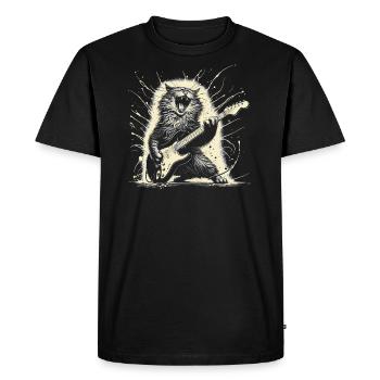 Rock Music Cat Funny Humor Gift Idea - Men's Premium Organic T-Shirt - black - Front - Nico (187cm)