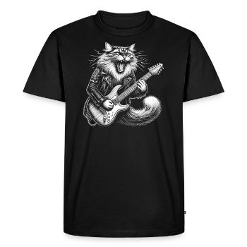 Rock Music Cat Funny Humor Gift Idea - Men's Premium Organic T-Shirt - black - Front - Nico (187cm)