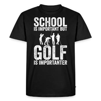 School is important but golf is importanter - T-shirt Premium bio Homme - noir - Devant - Nico (187cm)