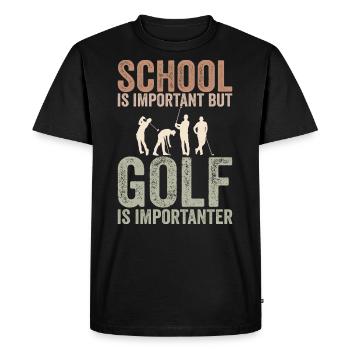 School is important but golf is importanter - T-shirt Premium bio Homme - noir - Devant - Nico (187cm)