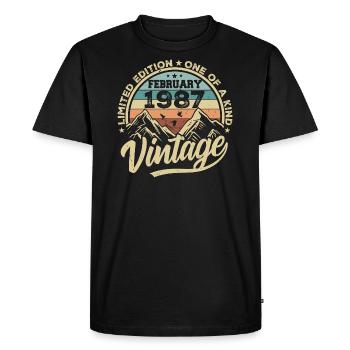 Février 1987 Vintage Rétro, Février 1987 Cadeau - T-shirt Premium bio Homme - noir - Devant - Nico (187cm)
