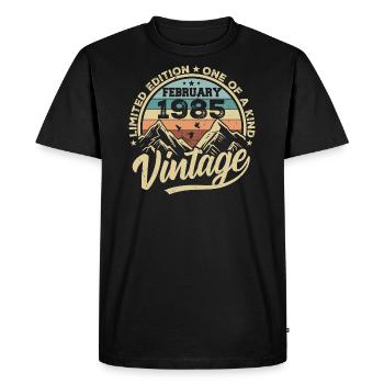 Février 1985 Vintage Rétro, Février 1985 Cadeau - T-shirt Premium bio Homme - noir - Devant - Nico (187cm)