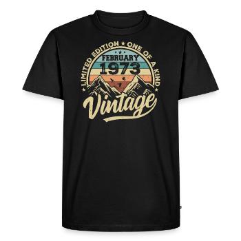 Février 1973 Vintage Rétro, Février 1973 Cadeau - T-shirt Premium bio Homme - noir - Devant - Nico (187cm)