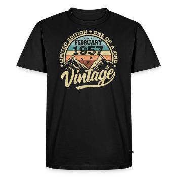 Février 1957 Vintage Rétro, Février 1957 Cadeau - T-shirt Premium bio Homme - noir - Devant - Nico (187cm)