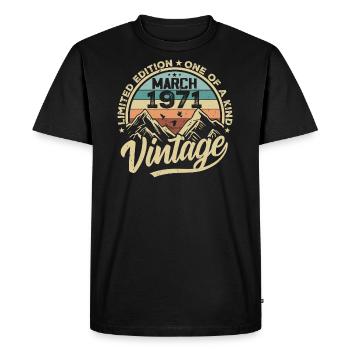 Mars 1971 Anniversaire - Né en mars 1971 - T-shirt Premium bio Homme - noir - Devant - Nico (187cm)