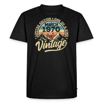 Anniversaire de Mars 1970 - Millésime Mars 1970 - T-shirt Premium bio Homme - noir - Devant - Nico (187cm)