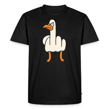 Doigt du milieu Oie Mouette - T-shirt Premium bio Homme - noir - Devant - Nico (187cm)