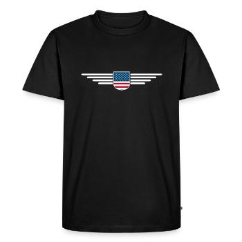 I Love USA, Elegance Style Design T-Shirt - Men's Premium Organic T-Shirt - black - Front - Nico (187cm)
