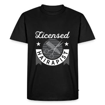 Hairapist agréé pour les barbiers - T-shirt Premium bio Homme - noir - Devant - Nico (187cm)