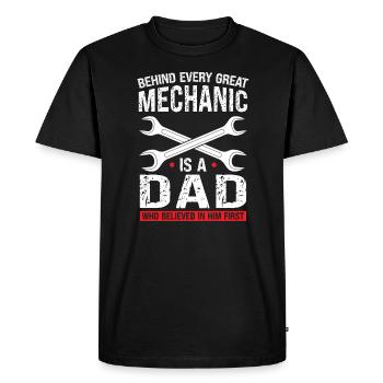 Mécanicien Père Fils Mécanicien Père Famille - T-shirt Premium bio Homme - noir - Devant - Nico (187cm)