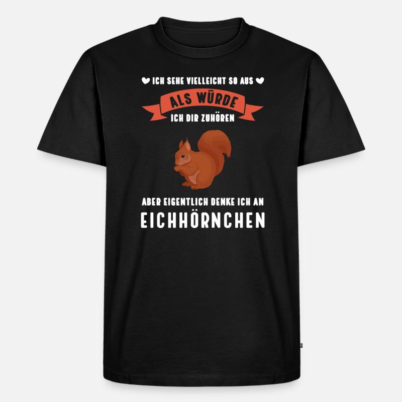 Eichhörnchen Tier Haselnüsse Geschenk - Männer Premium Bio T-Shirt - Schwarz