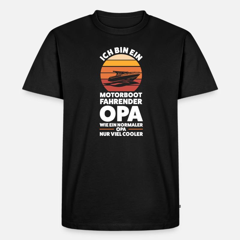 Motorboot Opa Bootfahrer Geschenk - Männer Premium Bio T-Shirt - Schwarz