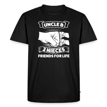 Oncle & 2 Nièces Oncle 2 Nièces Cadeau - T-shirt Premium bio Homme - noir - Devant - Nico (187cm)