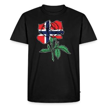 Flag Rose Norwegian Flag Norwegian Roots - Men's Premium Organic T-Shirt - black - Front - Nico (187cm)