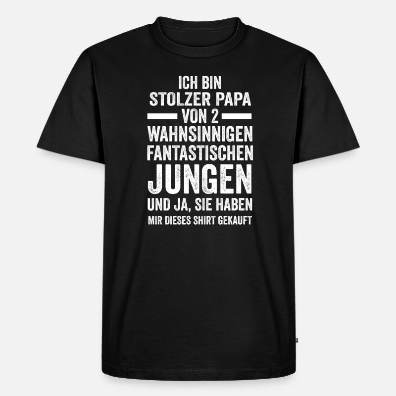 Papa 2 Söhne Kinder Geschenk - Männer Premium Bio T-Shirt - Schwarz