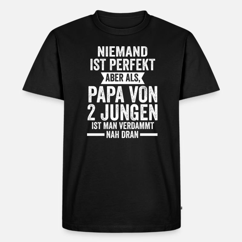 Papa 2 Söhne Kinder Geschenk - Männer Premium Bio T-Shirt - Schwarz