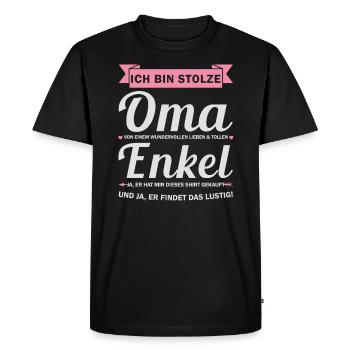 Oma & Enkel Familie Großmutter Geschenk - Männer Premium Bio T-Shirt - Schwarz - Vorne - Nico (187cm)