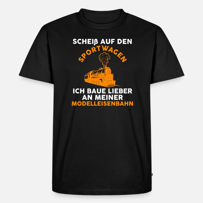 Modelleisenbahn Bahn Modellbauer Geschenk - Männer Premium Bio T-Shirt - Schwarz