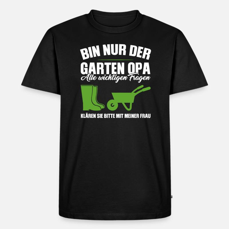 Garten Opa Gnome Großvater Geschenk - Männer Premium Bio T-Shirt - Schwarz