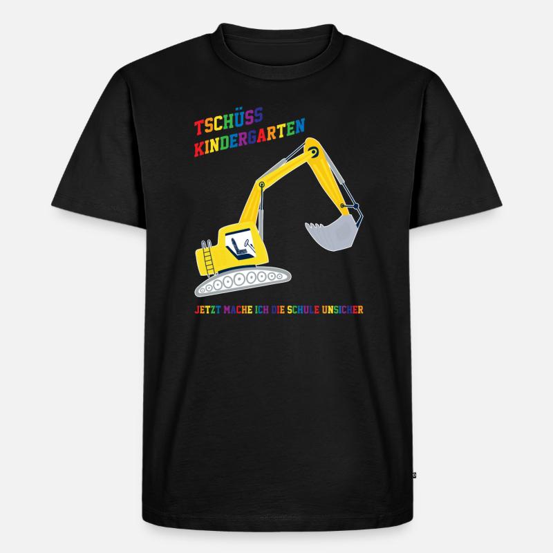 Schulkind Bagger Schulbeginn Geschenk - Männer Premium Bio T-Shirt - Schwarz