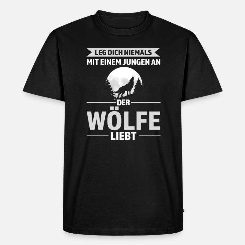Wolf Junge Wolf Junge Geschenk - Männer Premium Bio T-Shirt - Schwarz